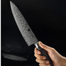 FACA AÇO DAMASCO MADEIRA 8"